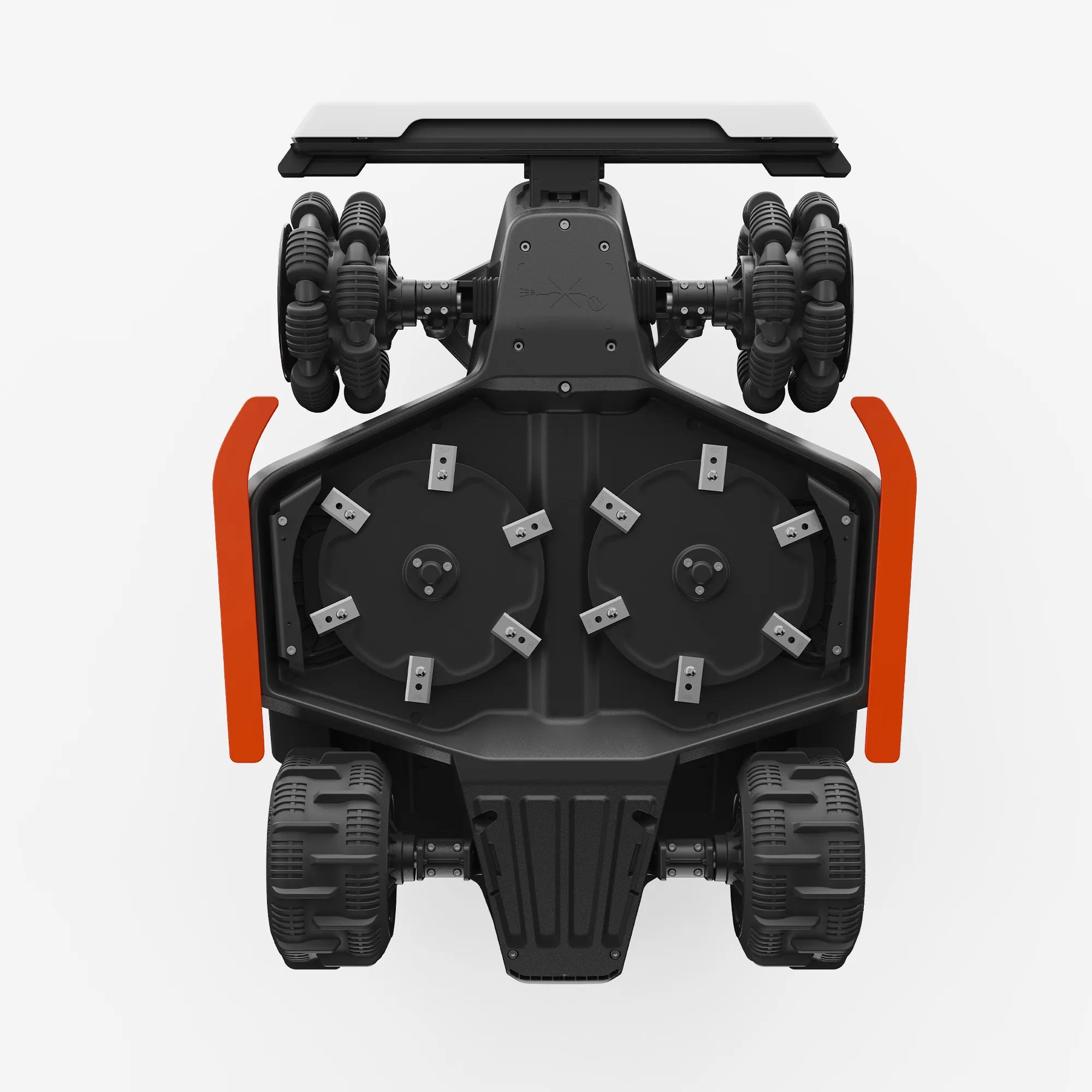 Robot tondeuse sans fil périphérique Mammotion LUBA 2 AWD, vue de dessous